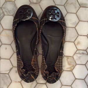 Tory Burch Women's Checkered Flats - Brown and Black
